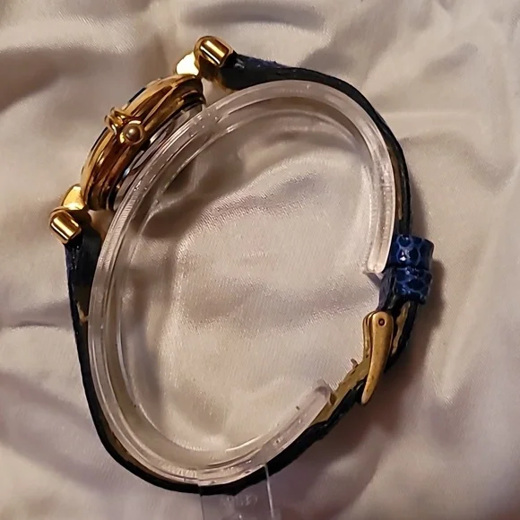 Murano Glass Millefiori Luxury Goldtone Women's Watch with Blue Leather Band